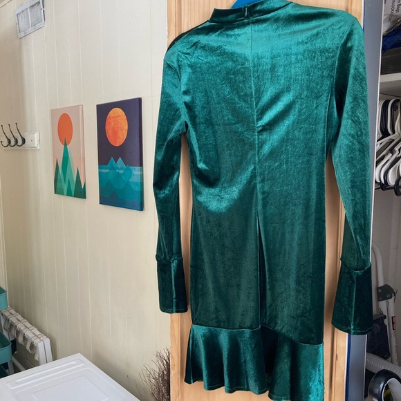 Green Velvet long sleeve dress-M - Picture 3 of 4